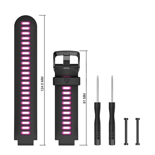 Garmin Forerunner 735XT / 220 / 230 / 235 / 620 / 630 holdbar silikone Urrem - Sort / Rose Black