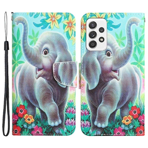 Wonderland Samsung Galaxy A33 5G Läppäkotelo - Elephant Multicolor
