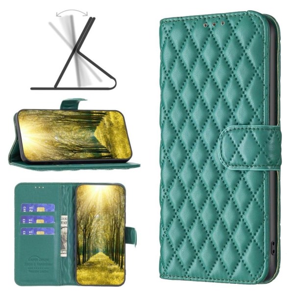 Rombuskuvioinen matta läppäkotelo Samsung Galaxy S22 Plus - Vihreä Green