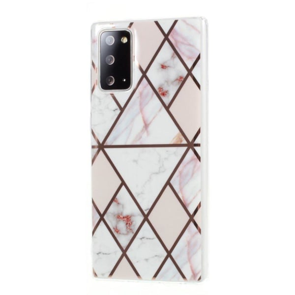 Marble design Samsung Galaxy Note 20 cover - Hvid / Pink Pink