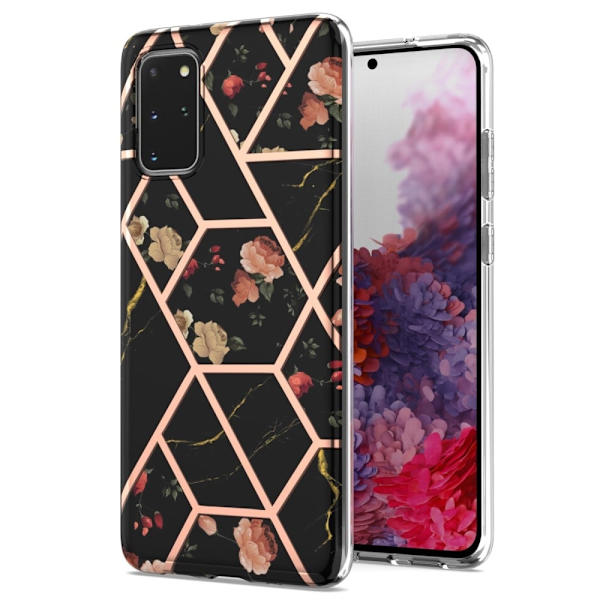 Marble Samsung Galaxy S20 Plus Etui - Sorte Blomster Multicolor