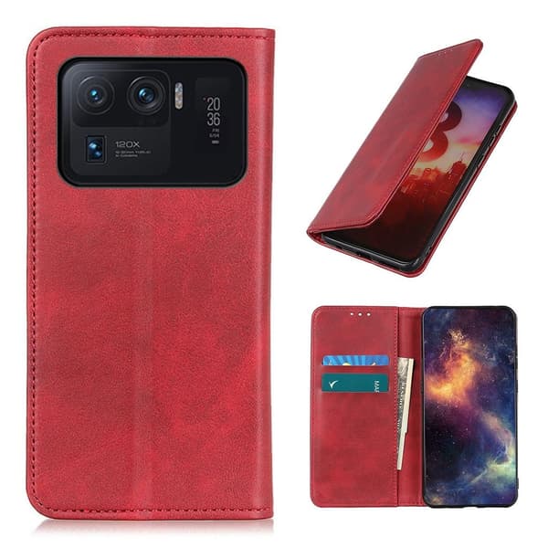 Wallet-style ægte Læder Flipcase til Xiaomi Mi 11 Ultra - Rød Red