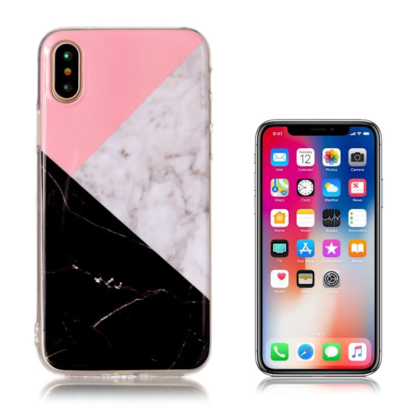 Marmormotiv iPhone X skal - Svart / Vit / Rosa multifärg