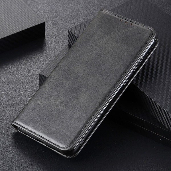 Wallet-style Genuine Leather Flipcase For Samsung Galaxy S22 - Musta Black