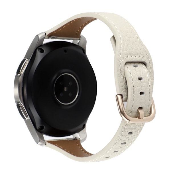 22 mm Universal litchi klockarmband i äkta läder - Aprikos Vit