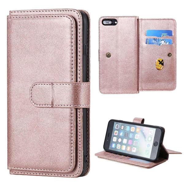 iPhone 7 Plus / iPhone 6 Plus / 6S Plus fodral med 10 fickor - Rosa Rosa