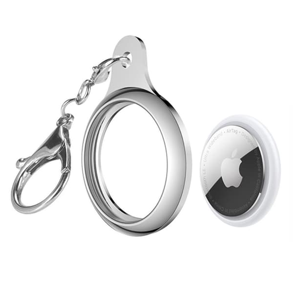 AirTags glaserat fodral med nyckelring - Silver Silvergrå