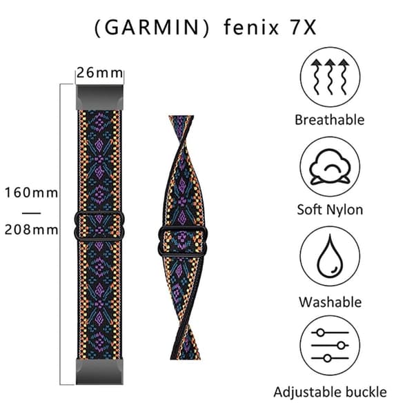 Elastisk klokkerem i nylon som puster til Garmin-klokke - Grønn Green