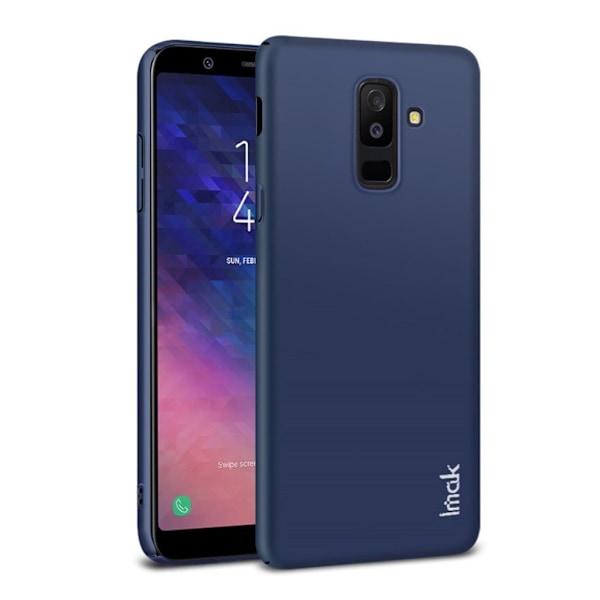 Samsung Galaxy A6 Plus IMAK Jazz Nahkainen Kova Muovi Takasuoja Kuori ja Lisävaruste - Sininen Blue