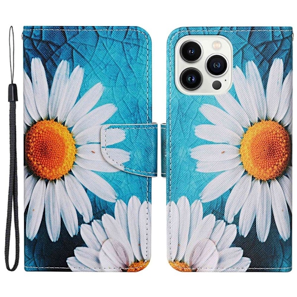 Wonderland iPhone 14 Pro flip etui - Stor Krysantemum Multicolor