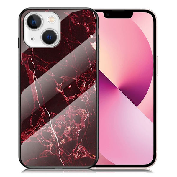 Fantasy Marmor iPhone 13 Mini skal - Blodröd Marmor Röd