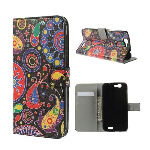 Moberg Huawei Ascend G7 Læder Flip Etui - Paisley Blomster Multicolor