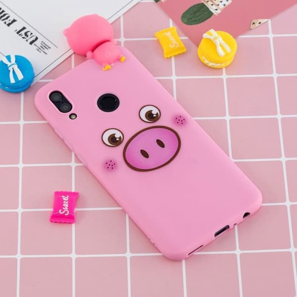 Huawei P Smart 2019 3D Eläinnukke suojakotelo - Possu Pink