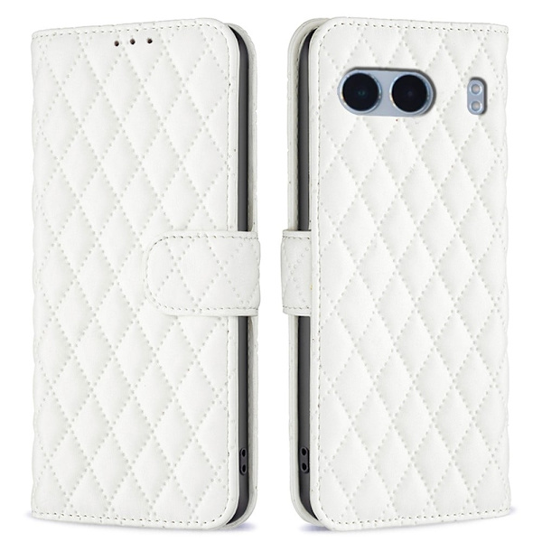 Rombemønster, matt flip-deksel for OnePlus Nord 4 - Hvit White