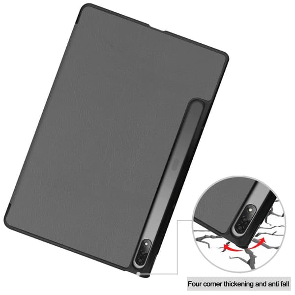 Lenovo Tab P12 Pro trefoldig flip-etui i skinn - Grå Silver grey