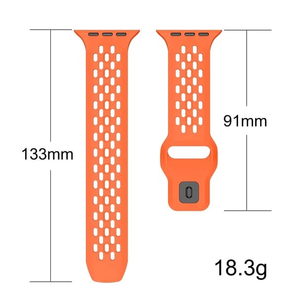 Urrem Apple Watch Series 49mm - 45mm - 44mm - 42mm Huller Design Silikone Håndledsrem - Sort Black