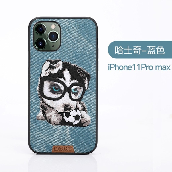 Nimmy Sött husdjur iPhone 11 Pro Max Broderat fodral - Blå Blå