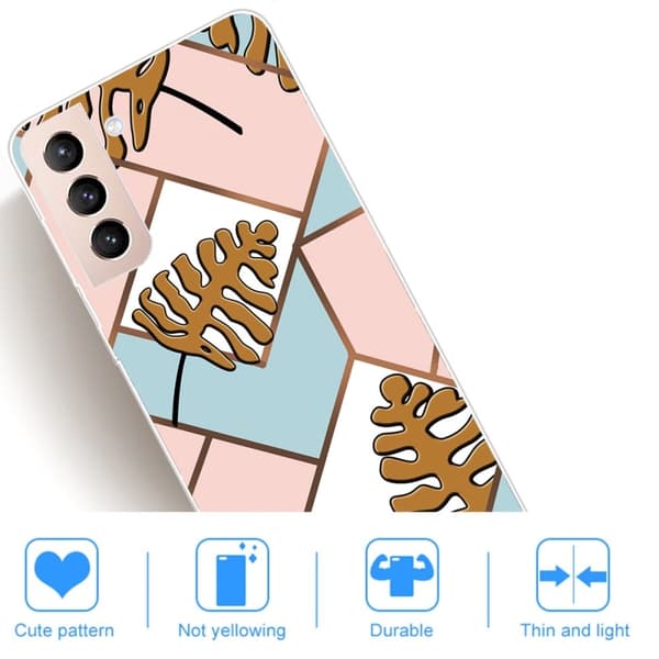 Marmormotiv Samsung Galaxy S22 skal - Tonblad I Rosa Och Blått multifärg