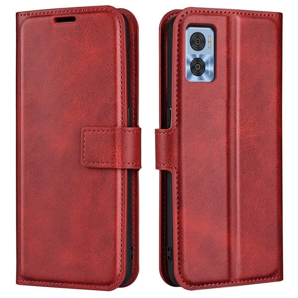 Læretui med Lommebok til Motorola Moto E22 - Rød Red
