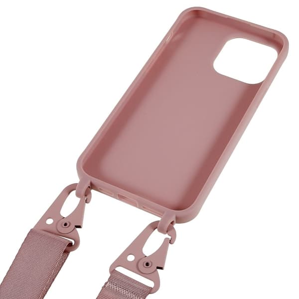 iPhone 14 Pro Max matt fodral med nyckelband - Mörkrosa Rosa