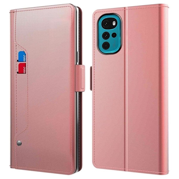 Phone Suojakotelo With Make-up Mirror And Slick Design For Motorola Moto G22 - Ruusukulta Pink