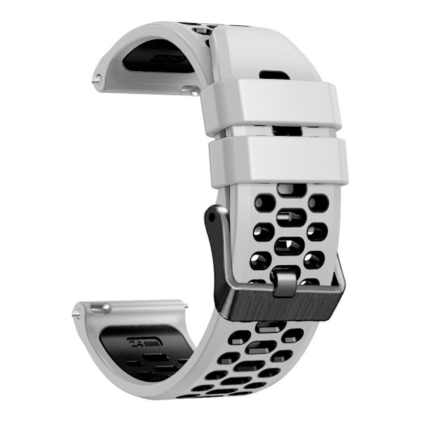 24 mm dobbeltfarvet silikoneur til Suunto og Fossil-ur - Hvid / Sort White