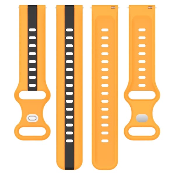 20mm Universal kaksivärinen silikoni ranneke - Keltainen / Musta Yellow
