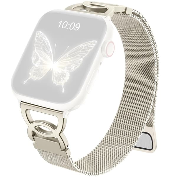 Urrem Apple Watch Series 10 42mm Milanese Loop Magnetisk Clasp Rustfrit stål Metal Strip - Stjernelys Silver grey