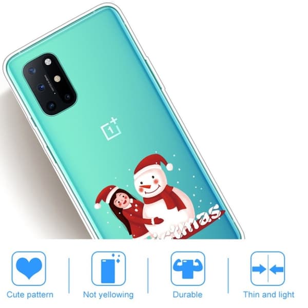 Christmas OnePlus 8T fodral - flicka and snögubbe Röd