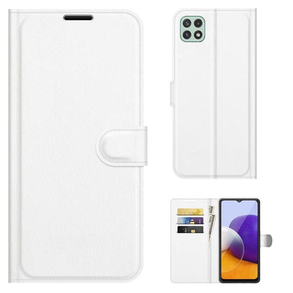 Classic Samsung Galaxy A22 5G Läppäkotelo - Valkoinen White
