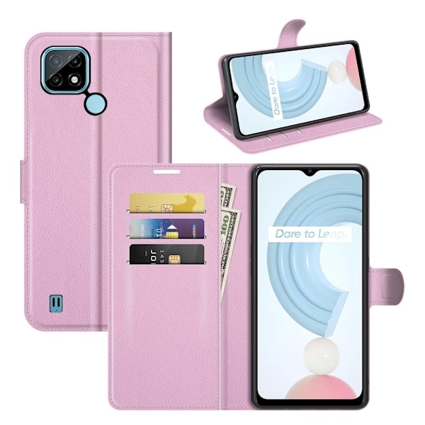 Klassisk Realme C21 flip etui - Pink Pink