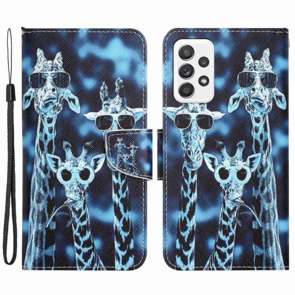 Wonderland Samsung Galaxy A53 5G Läppäkotelo - Giraffe Blue