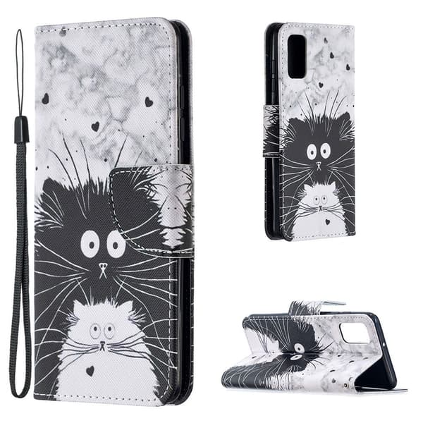 Wonderland Samsung Galaxy A72 5G Flip etui - Sort og hvid kat White