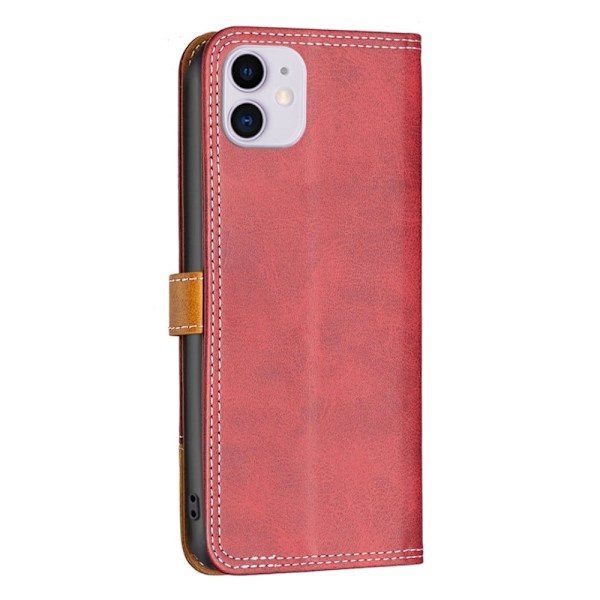 BINFEN kaksivärinen nahkakotelo iPhone 11 - Punainen Red