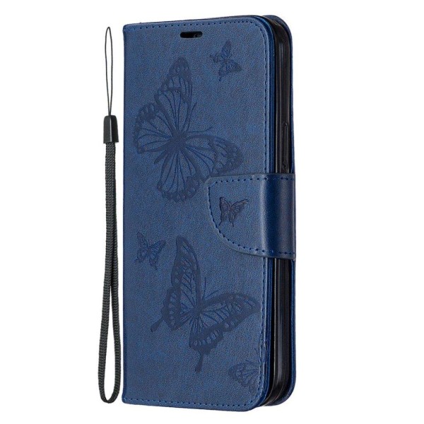 Butterfly iPhone 12 Pro Max nahkakotelo - Sininen Blue