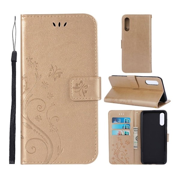 Butterfly läder Samsung Galaxy A50 fodral - Guld Guld