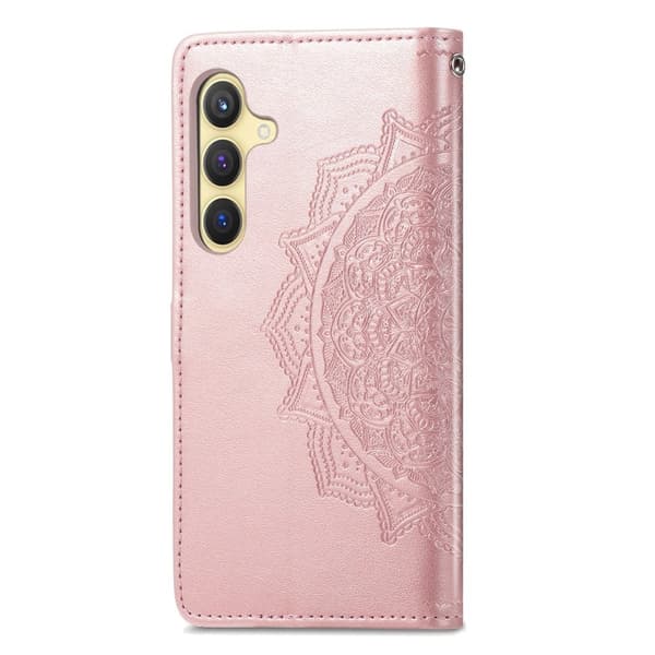 Mandala läder Samsung Galaxy S24 fodral - Roséguld Rosa