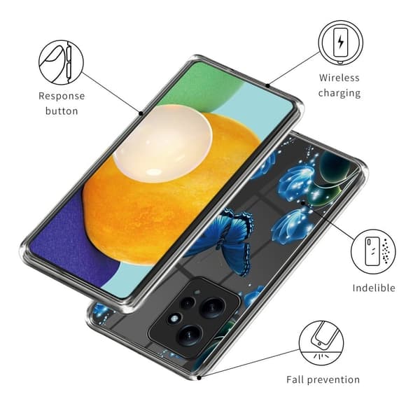 Deco Xiaomi Redmi Note 12 cover - Sommerfugl Og Blomst Blue