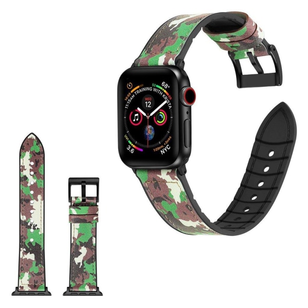 Apple Watch Series 4 44mm durable leather watch band - Camouflag Green