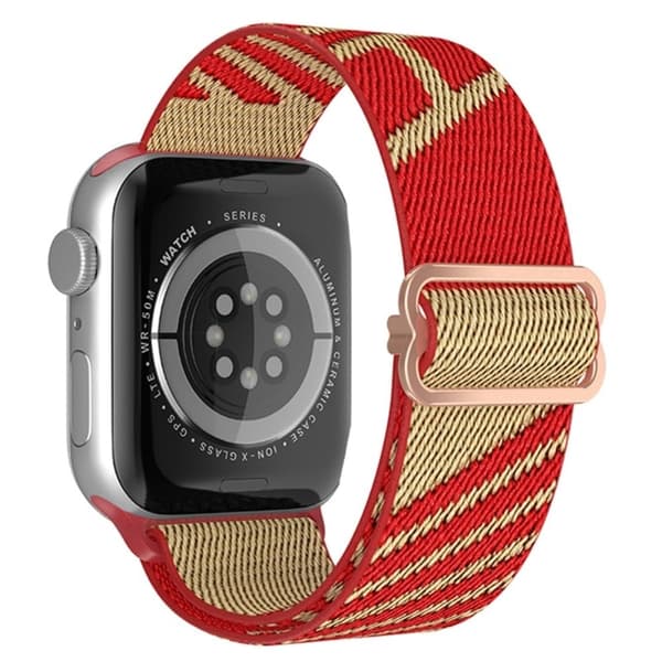 Apple Watch (41mm) kaksivärinen nylonkellohihna - Khaki / Punainen Multicolor