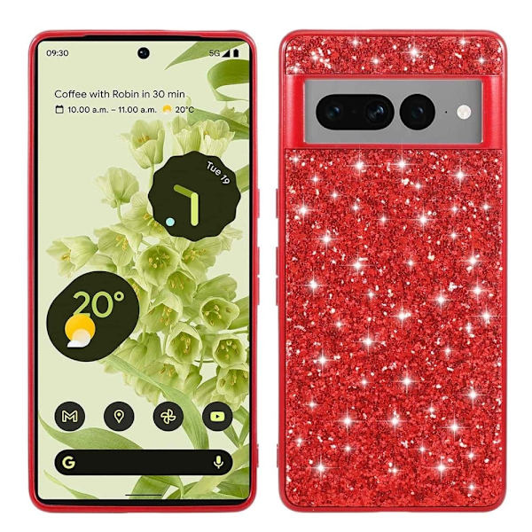 Glitter Google Pixel 7 Pro Suojakotelo - Punainen Red