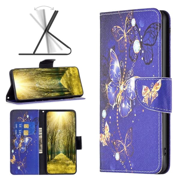 Wonderland Xiaomi Redmi Note 13 Pro Plus flip etui - Lilla Sommerfugle Purple