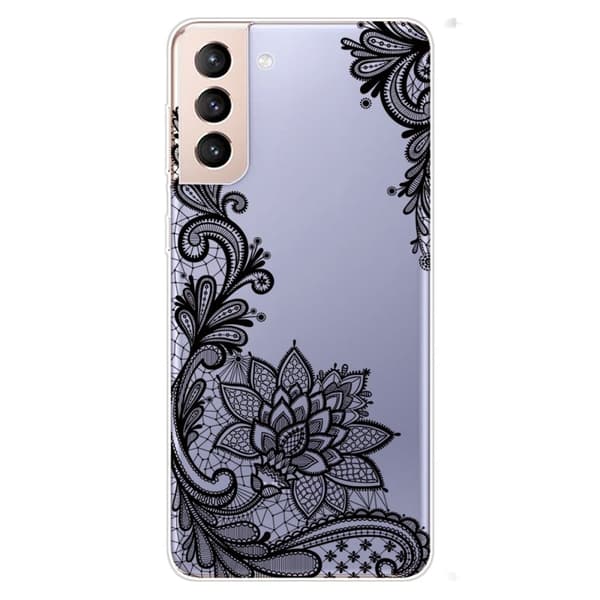 Deco Samsung Galaxy S22 skal - Spetsblomma Svart