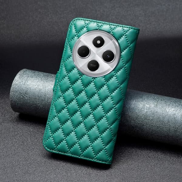 Rombemønster, matt flip-deksel for Xiaomi Redmi 14C - Grønn Green