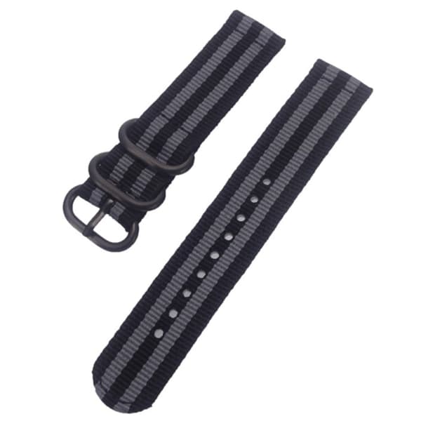 22 mm universal nylonrem - Svart / Grå Black