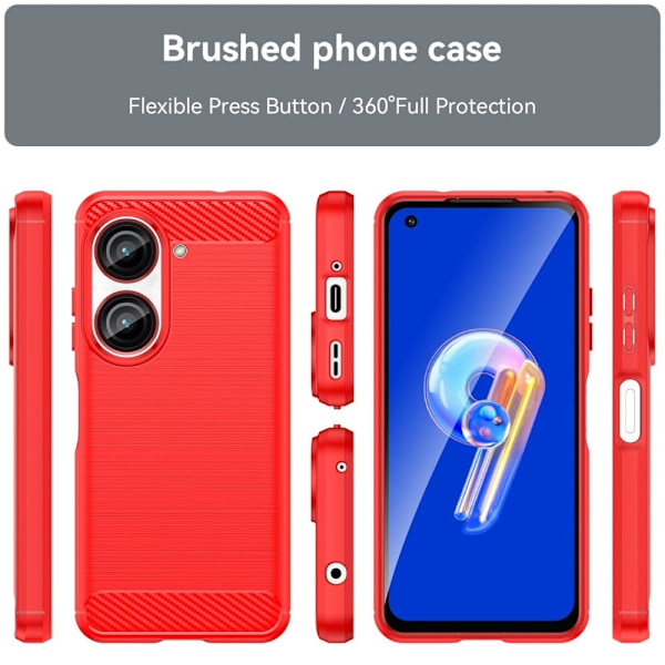 Carbon Flex Suojakotelo ASUS Zenfone 9 - Punainen Red