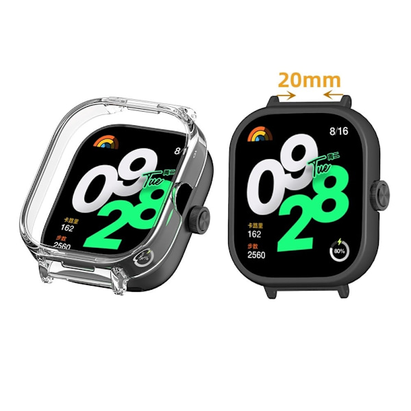 Xiaomi Redmi Watch 4 bump-resistent Watch Case Cover Smartwatch Protective Case - Sort Black