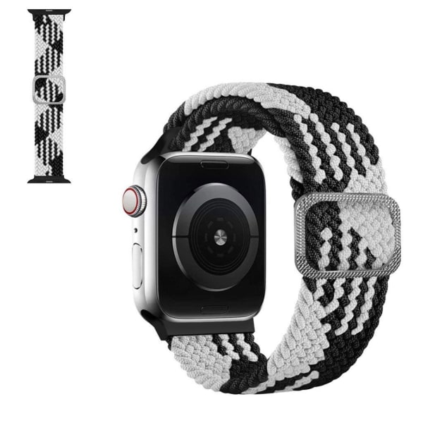 Apple Watch 42mm - 44mm nylonflettet urrem - Sort Og Hvid Black