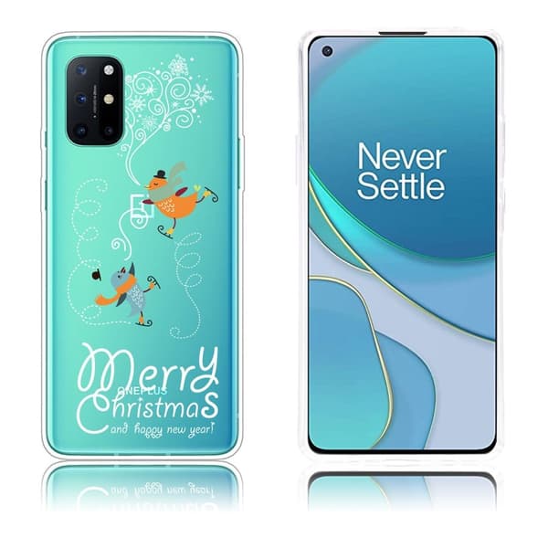 Christmas OnePlus 8T fodral - Skiing Birds Vit