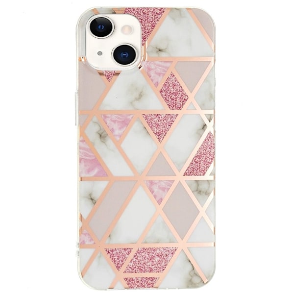 Marmormotiv iPhone 14 skal - Rosa / Vit Rosa